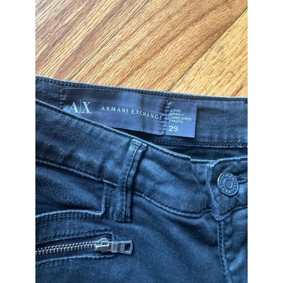 AX Armani Exchange Women’s Black Super Skinny Stretch Biker Jeans – Size 29 - Picture 5 of 8
